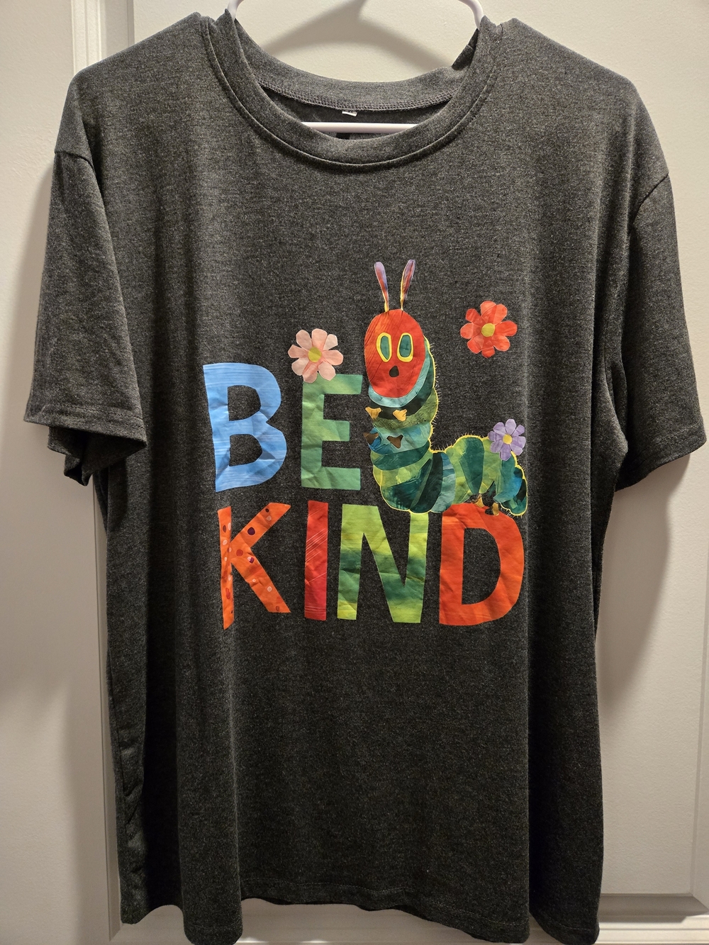 Woman's 'Be Kind' Caterpillar Graphic Tee - Charcoal